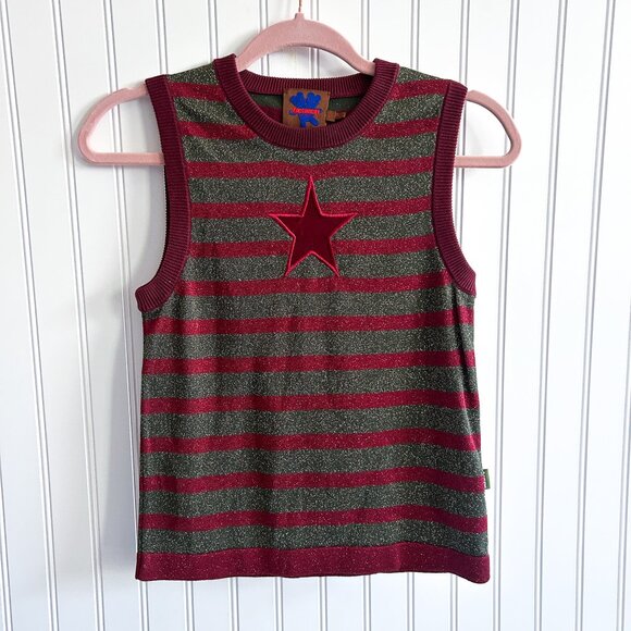 Heaven Marc Jacobs Stripey Star Vest Sleeveless Metallic Stripe Top - Picture 2 of 6